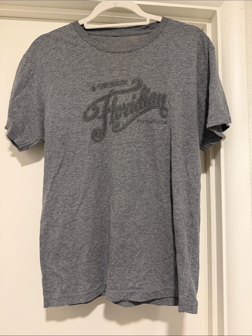 Heather Gray Graphic Crewneck T-Shirt: Funky Buddha Floridian Graphic Tee